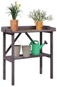 vidaXL Masă de plante cu raft, gri, 78x38x82,5 cm, lemn masiv de brad