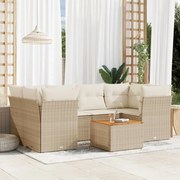 vidaXL Set canapele de grădină, 7 piese, cu perne, bej, poliratan