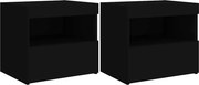 vidaXL Noptiere cu lumini LED, 2 buc., negru, 50x40x45 cm