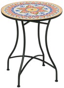 Outsunny masă de grădină Ø60 cm, rezistentă la intemperii, din metal, masă de exterior și camping, roșu albastru alb | Aosom Romania