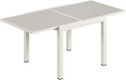 Outsunny Masă Extensibilă din Aluminiu pentru Exterior, Blat din Sticlă Temperată, Crem. | Aosom Romania