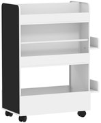 AIYAPLAY Bibliotecă pentru Copii 3-8 Ani pe Două Părți, Raft de Jucării cu Roți și Tablă Neagră, Alb | Aosom Romania