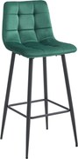 Scaun de bar ARCETO VELVET cu picioare negre, verde inchis
