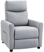 HOMCOM Fotoliu Reclinabil 135° max în Material cu Efect de In, Spumă, Oțel și Lemn, 73x86x100 cm, Gri Deschis | Aosom Romania