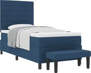 vidaXL Pat cu arcuri cu saltea albastru 80 x 200 cm țesătură