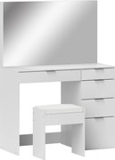 HOMCOM Set Masă de Toaletă cu Oglindă și 5 Sertare și Taburet de Machiaj Tapițat, 97,2x44,5x136,5 cm, Alb | Aosom Romania