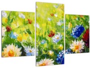 Tablou - Pictură în ulei, pajiște înflorită (90x60 cm)