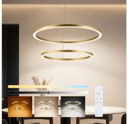 Brilagi - Lustră LED reglabilă pe cablu PORTOFINO, 98W, 230V, Ø 80 cm, auriu + telecomandă