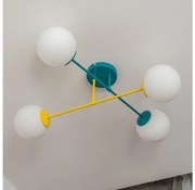 Lustru aplicat MOON, 4xE27/15W/230V, turcoaz/galben