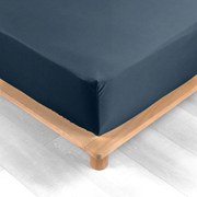 Cearceaf albastru închis din bumbac percal cu elastic 180x200 cm Percaline – douceur d'intérieur