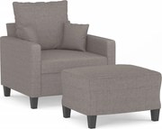 vidaXL Fotoliu canapea cu taburet, taupe, 60 cm, material textil