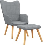vidaXL Scaun de relaxare cu taburet, gri deschis, textil