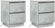 vidaXL Dulap de noapte cu sertar 2 pcs Gri din beton 39 x 34,5 x 50 cm