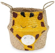 Coș de jucării pentru copii galben/în culoare naturală din iarbă-de-mare ø 30x28 cm Giraffe – Compactor