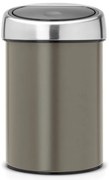 Brabantia Touch Bin 647215, 3 L, Deschidere lină și silențioasă, Montat pe perete, Gri