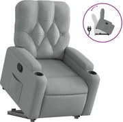 vidaXL Fotoliu rabatabil cu ridicare, gri deschis, material textil
