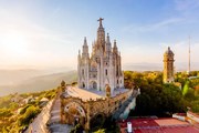 Fotografie Aerial view of Barcelona skyline with, Alexander Spatari