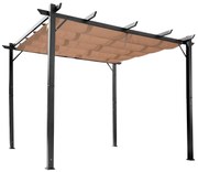 Outsunny Foisor Pergola de Gradina 3X4m Prelata Culisanta in Poliester Impermeabil si Schelet in Aluminiu | Aosom Romania