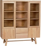 Vitrină în culoare naturală din lemn masiv de stejar 130x150 cm Brooklyn - Rowico