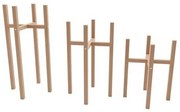 Set 3 suporturi pentru ghivece din lemn masin HouseXL Bwood, Din lemn de fag, 3 trepte de inaltime, Natur