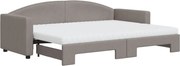 vidaXL Pat de zi cu extensie și saltele, gri taupe, 80x200 cm, textil