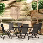 vidaXL Set de servit masa pentru grădină, 7 piese, negru