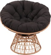Scaun din ratan PE, rotativ 360 grade, perna neagra– Relaxare premium pentru grădina ta