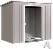 Outsunny Magazie Grădină pentru Unelte cu Acoperiș Înclinat, Metalică, Ușă Dublă și Fante de Ventilație, 213x130x172 cm | Aosom România