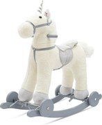 Baby Mix Jucărie balansoar cu melodie și roți Unicorn alb, 64 x 35 x 60 cm