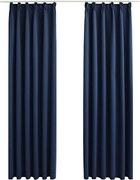 vidaXL Draperii opace cu cârlige, 2 buc., albastru, 140 x 245 cm