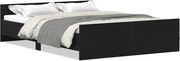 vidaXL Cadru pat fără saltea, stejar negru, 135x190 cm, lemn prelucrat