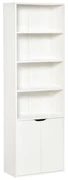 Biblioteca Moderna HOMCOM 4 Etajere cu Dulapior din Lemn cu 2 Usi, Mobilier Multifunctional pentru Living si Birou 59x29x180cm, Alba | Aosom Romania