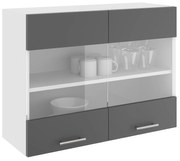 Corp Superior Karo, 2 Usi, cu sticla, Antracit/Alb, 80 x 30 x 60 cm