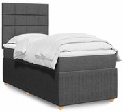 vidaXL Pat box spring cu saltea, gri închis, 80x200 cm, textil