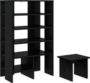 vidaXL Dulap pentru pantofi cu raft 2 pcs Stejar Negru Lemn compozit