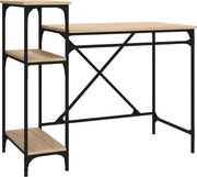 vidaXL Birou cu rafturi, stejar sonoma 105x50x90 cm lemn compozit/fier
