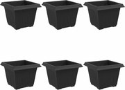 vidaXL Vază pătrată pentru flori 6 pcs Negru 23 x 23 x 17,5 cm Plastic