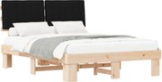 vidaXL Cadru de pat cu tăblie tapițată cu headboard Negru 140 x 200 cm