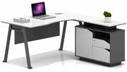 Masă birou pentru colț cu dulap lateral ,picioare metalice ,design modern și elegant ,calitate premium , dimensiuni 1600*800*750