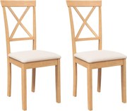 vidaXL Scaune de sufragerie cu perne 2 buc din cauciuc din lemn masiv