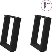 vidaXL Picioare pentru măsuță de cafea în formă de U, 2 buc., negru, 38x(42-43) cm, oțel