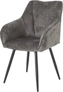 Set de 2 scaune pivotante, Metal Negru, Chenille Gri, AVIGNON A-46469 VC