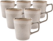Set de 6 căni dein ceramică Rustik 410 ml, bej