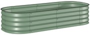 Outsunny Paturi Inaltate Galvanizate pentru Gradina, Cutie Inaltata din Metal cu Margine de Siguranta, pentru Cultivarea Florilor, Ierburilor, Verde