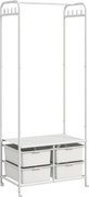HOMCOM Suport Cuier cu Rafturi pentru Pantofi și 4 Coșuri, Cuier Intrare din Oțel și Plastic, 8 Agățători, 63x37x153 cm, Alb | Aosom Romania