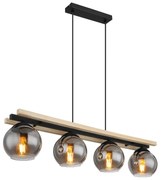 Lustra 4L design industrial CONNI negru, natur