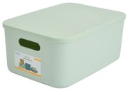 Cutie de depozitare verde-deschis din plastic cu capac 35,5x25,5x16 cm – Homéa