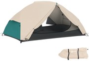 Outsunny Cort de Camping pentru 2 Persoane cu 2 Uși, 2 Ferestre cu Plasă și Geantă de Transport, 280x225x110 cm, Bej | Aosom Romania