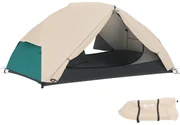 Outsunny Cort de Camping pentru 2 Persoane cu 2 Uși, 2 Ferestre cu Plasă și Geantă de Transport, 280x225x110 cm, Bej | Aosom Romania