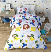 Lenjerie de pat copii bumbac Super Mario /160x200 cm dimensiune standard